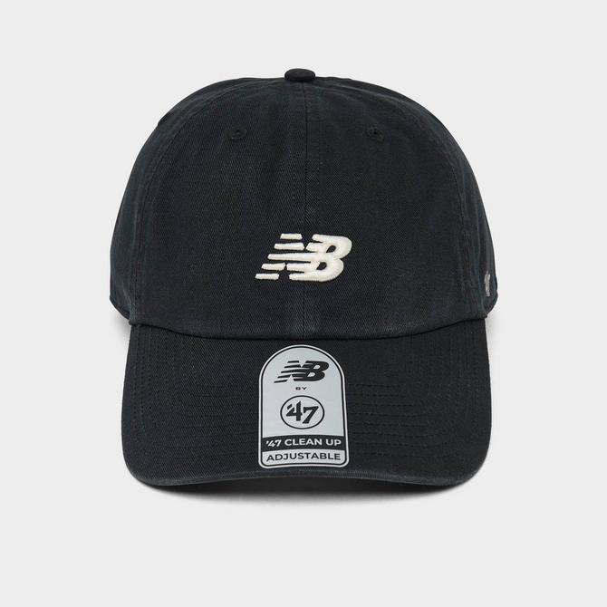 Left view of New Balance '47 Clean Up Strapback Hat in Black Click to zoom