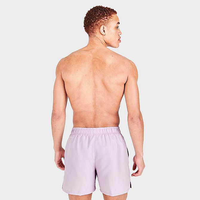 Back Right view of Men's Nike Swim Essential 5 Inch Volley Shorts in Iced Lilac Click to zoom