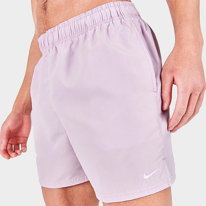 On Model 5 view of Men's Nike Swim Essential 5 Inch Volley Shorts in Iced Lilac Click to zoom