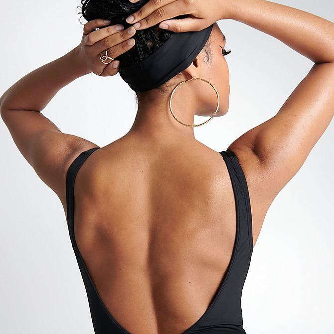 On Model 6 view of Women's Nike U-Back One Piece Sneakerkini in Black Click to zoom