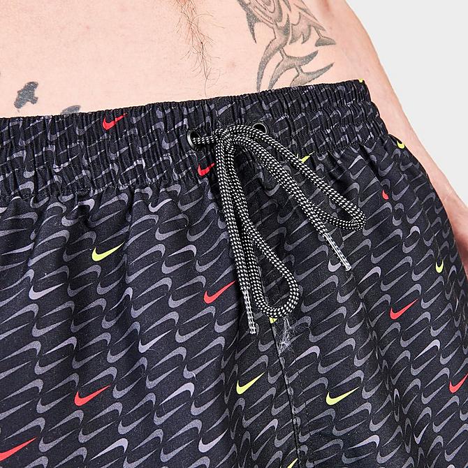 On Model 6 view of Men's Nike Swoosh All-Over Print 5-Inch Swim Shorts Click to zoom
