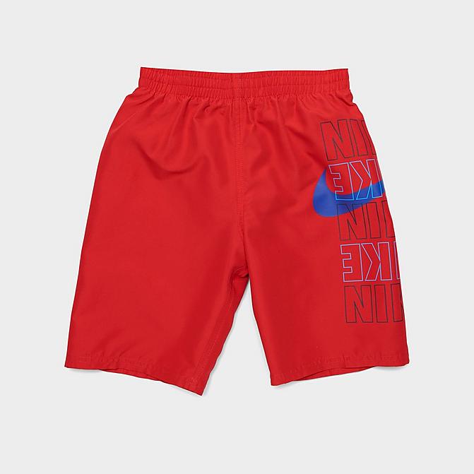 Front view of Boys' Nike Block Logo Breaker 8" Volley Swim Shorts in University Red Click to zoom