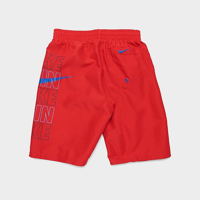 Back Left view of Boys' Nike Block Logo Breaker 8" Volley Swim Shorts in University Red Click to zoom
