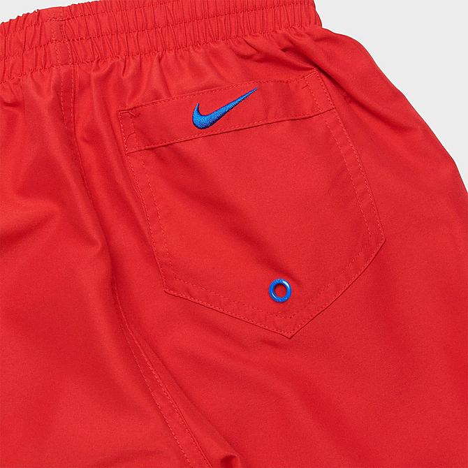 Back Right view of Boys' Nike Block Logo Breaker 8" Volley Swim Shorts in University Red Click to zoom