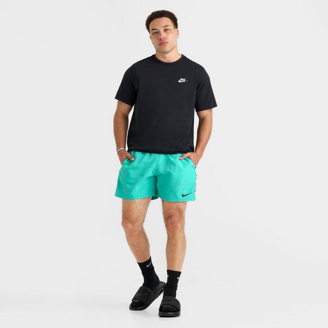 [angle] view of Men's Nike Swim Tape Logo 5" Volley Shorts in Hyper Jade Click to zoom
