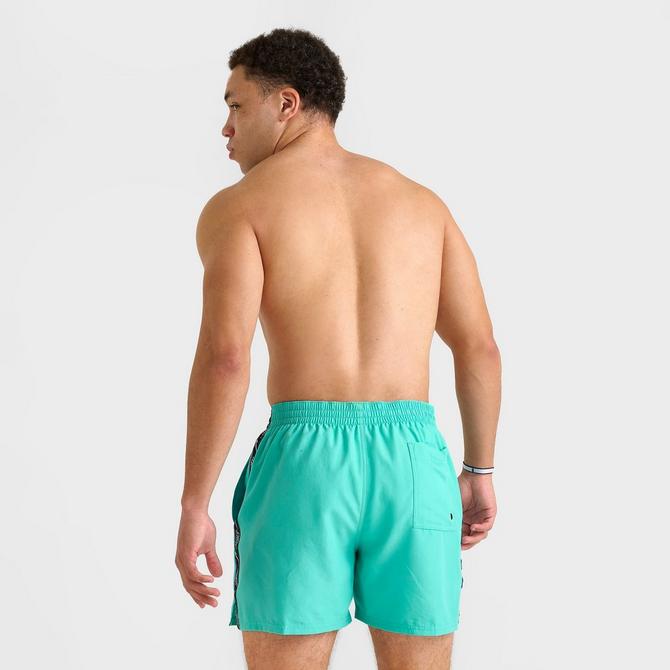 [angle] view of Men's Nike Swim Tape Logo 5" Volley Shorts in Hyper Jade Click to zoom