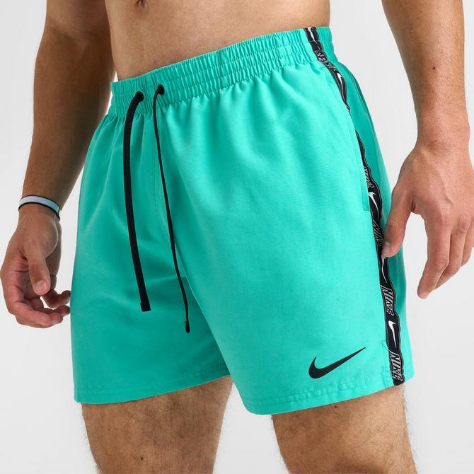 [angle] view of Men's Nike Swim Tape Logo 5" Volley Shorts in Hyper Jade Click to zoom
