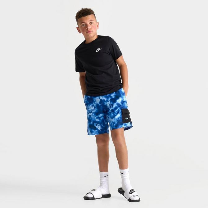 [angle] view of Kids' Nike Swim Voyage Lined Cargo Swim Shorts in Blue Click to zoom