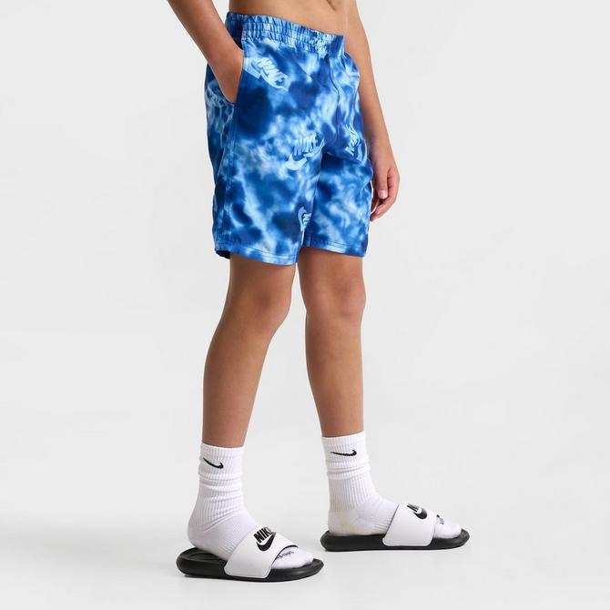 [angle] view of Kids' Nike Swim Voyage Lined Cargo Swim Shorts in Blue Click to zoom