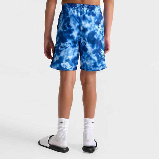 [angle] view of Kids' Nike Swim Voyage Lined Cargo Swim Shorts in Blue Click to zoom