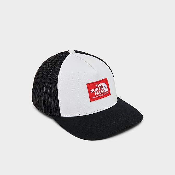 Three Quarter view of The North Face Keep It Patched Structured Trucker Hat in TNF Black/Earthscape Patch Click to zoom