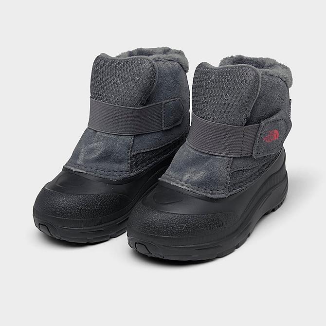 Three Quarter view of Kids' Toddler The North Face Alpenglow II Winter Boots in TNF Black/Zinc Grey Click to zoom