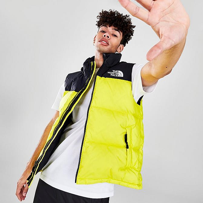 Front view of Men's The North Face 1996 Retro Nuptse Vest in Sulphur Green Click to zoom