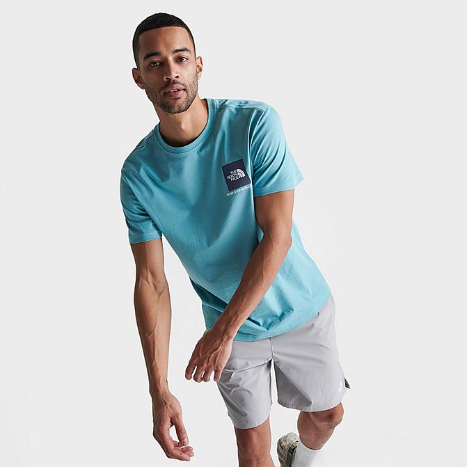 Front view of Men's The North Face NSE Box Logo T-Shirt in Reef Waters Click to zoom
