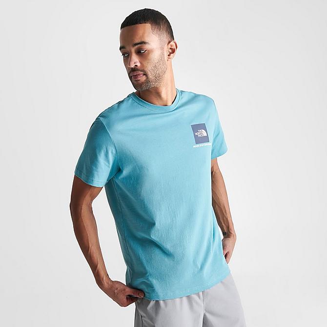 Back Left view of Men's The North Face NSE Box Logo T-Shirt in Reef Waters Click to zoom