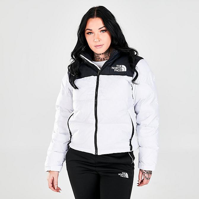 Front view of Women's The North Face 1996 Retro Nuptse Jacket in TNF White/Black Click to zoom