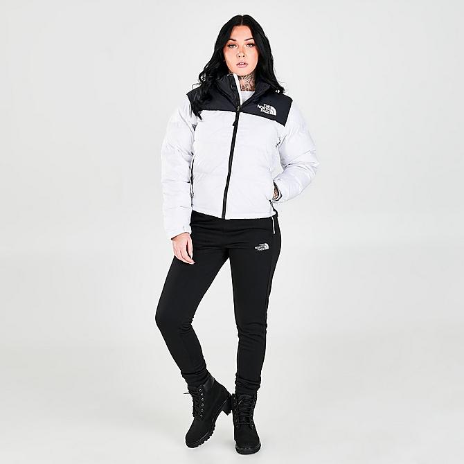 Front Three Quarter view of Women's The North Face 1996 Retro Nuptse Jacket in TNF White/Black Click to zoom