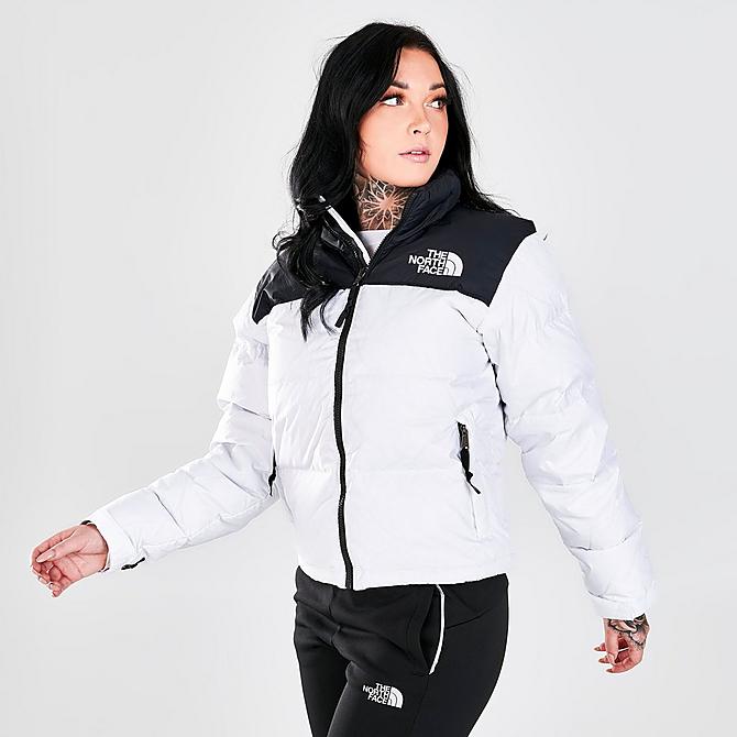 Back Left view of Women's The North Face 1996 Retro Nuptse Jacket in TNF White/Black Click to zoom