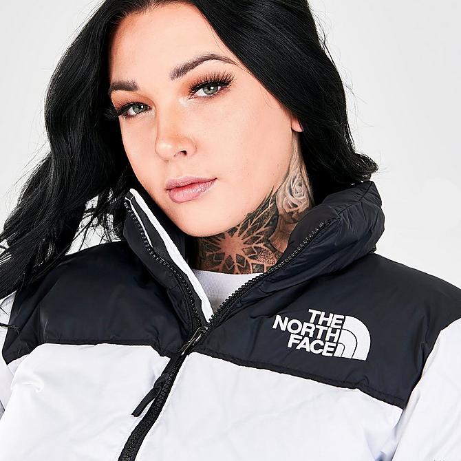 On Model 5 view of Women's The North Face 1996 Retro Nuptse Jacket in TNF White/Black Click to zoom