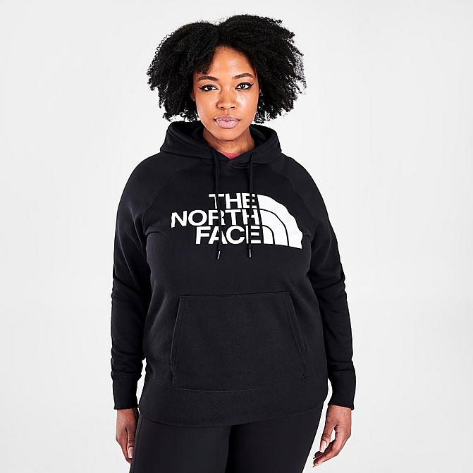 Front view of Women's The North Face Half Dome Pullover Hoodie (Plus Size) in Black Click to zoom