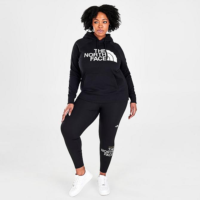 Front Three Quarter view of Women's The North Face Half Dome Pullover Hoodie (Plus Size) in Black Click to zoom