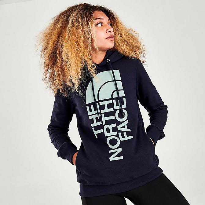 Front view of Women's The North Face Trivert Logo Pullover Hoodie in Navy Click to zoom