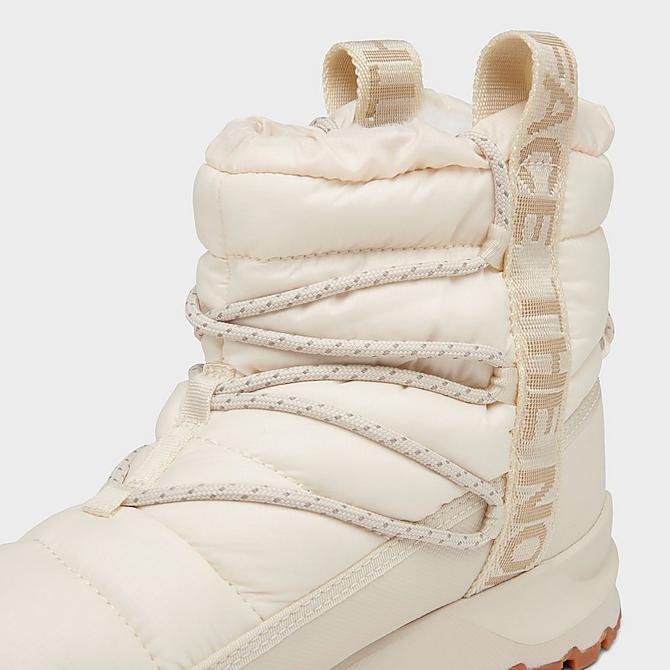 Front view of Women's The North Face Thermoball Lace-Up Boots in Vintage White Click to zoom