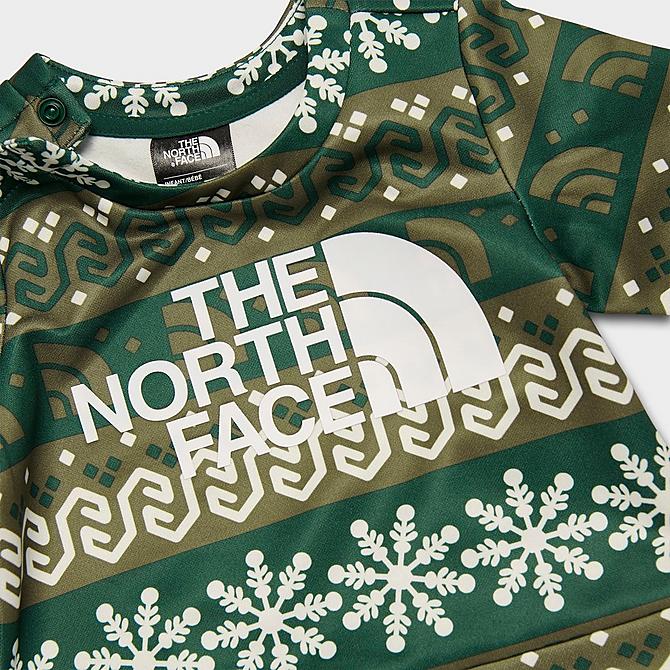 Back Right view of Girls' Infant The North Face Surgent Crewneck Sweatshirt and Jogger Pants Set in Night Green Halfdome Fairisle Print Click to zoom