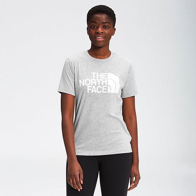 Front view of Women's The North Face Half Dome Cotton T-Shirt in Light Grey Heather Click to zoom