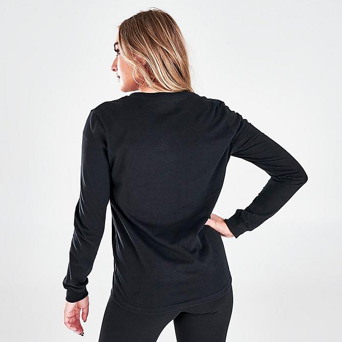 Back Right view of Women's The North Face Long-Sleeve T-Shirt in Black/White Click to zoom