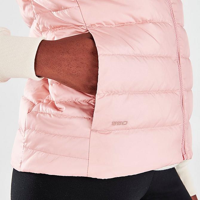 On Model 5 view of Women's The North Face Aconcagua Vest in Rose Tan Click to zoom
