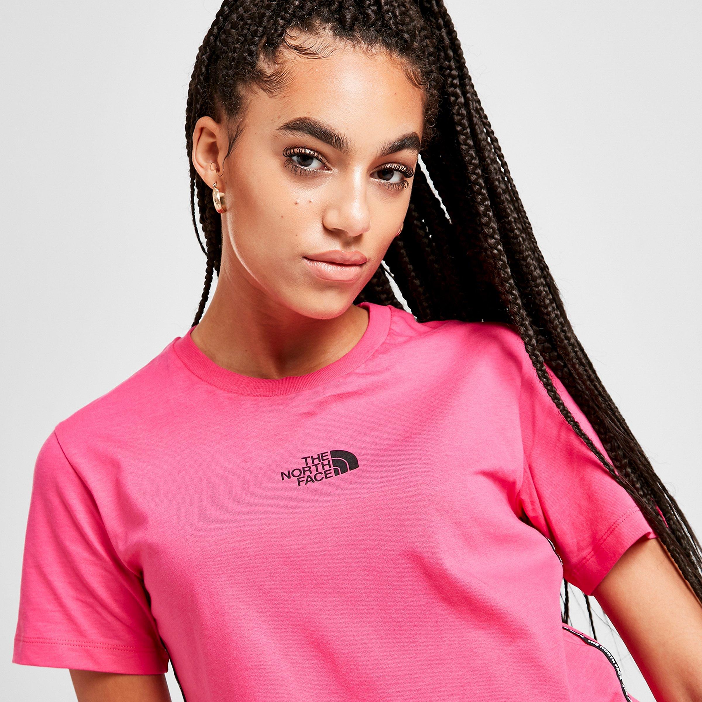 pink north face shirt