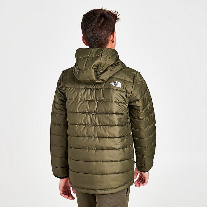 Back Right view of Boys' The North Face Padded Jacket in New Taupe Green/TNF Black Click to zoom