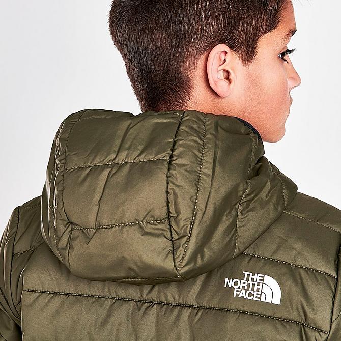 On Model 6 view of Boys' The North Face Padded Jacket in New Taupe Green/TNF Black Click to zoom