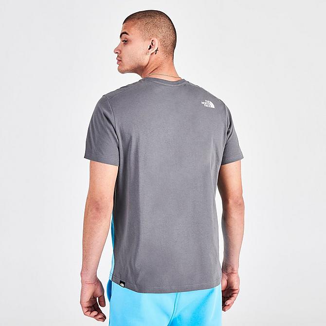 Back Right view of Men's The North Face Color-Block Short-Sleeve T-Shirt in Norse Blue/Grey Click to zoom