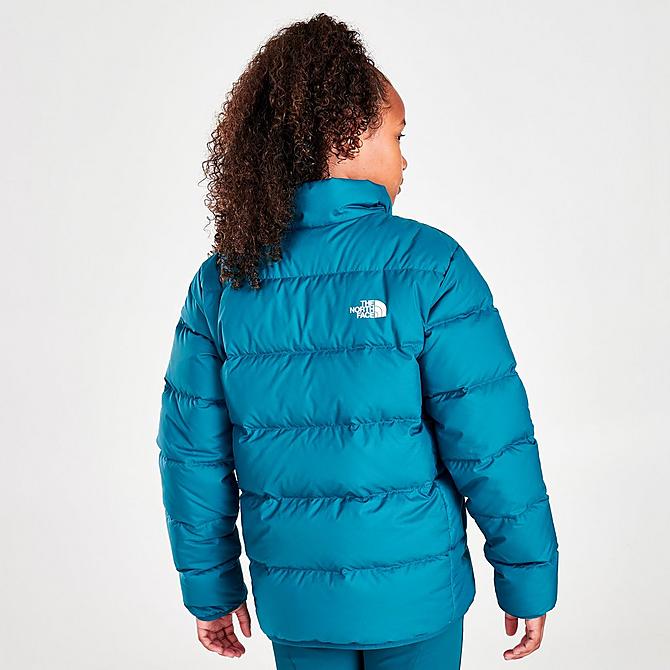 Back Right view of Girls' The North Face Andes Reversible Jacket in Deep Lagoon Click to zoom