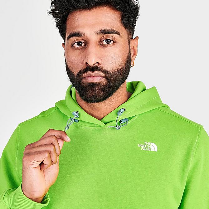 On Model 5 view of Men's The North Face Tech Pullover Hoodie in Safety Green/Multicolor Click to zoom