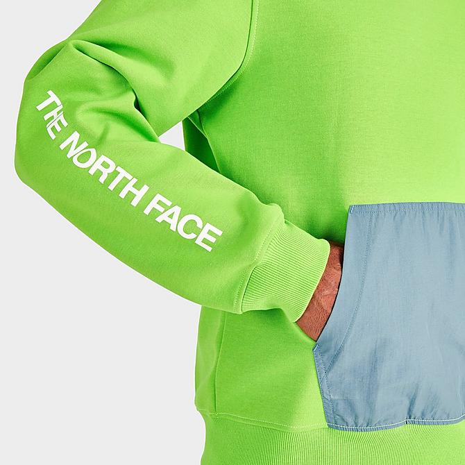 On Model 6 view of Men's The North Face Tech Pullover Hoodie in Safety Green/Multicolor Click to zoom