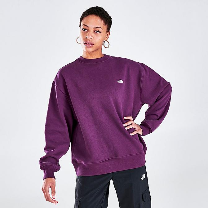 Front view of Women's The North Face City Standard Crewneck Sweatshirt in Blackberry Wine Click to zoom