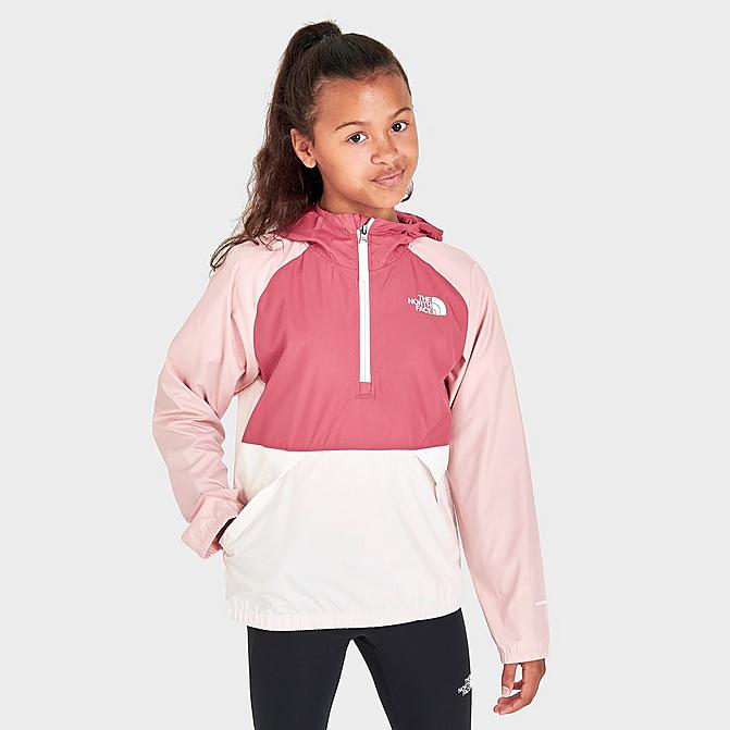 Front view of Girls' The North Face Packable Wind Jacket in Slate Rose Click to zoom