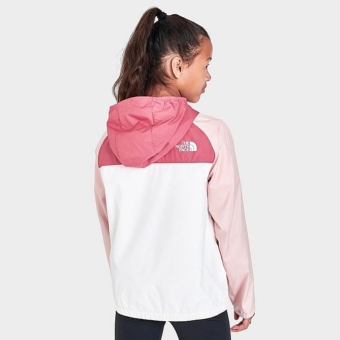 Back Left view of Girls' The North Face Packable Wind Jacket in Slate Rose Click to zoom