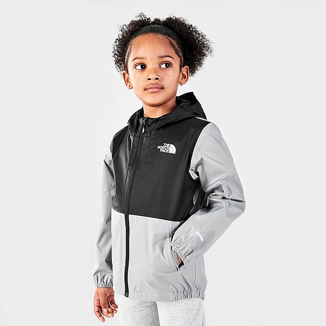 Front view of Toddler and Little Kids' The North Face Zipline Rain Jacket in Meld Grey Click to zoom