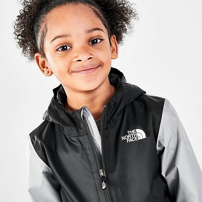 On Model 5 view of Toddler and Little Kids' The North Face Zipline Rain Jacket in Meld Grey Click to zoom