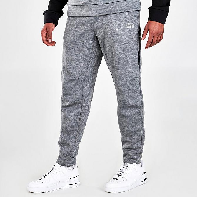 Front Three Quarter view of Men's The North Face Mittellegi Jogger Pants in Medium Grey Heather/Black Click to zoom