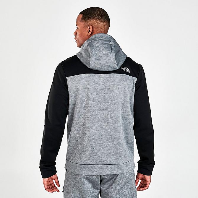 Back Right view of Men's The North Face Mittellegi Half-Zip Hooded Jacket in Medium Grey Heather/TNF Black Click to zoom