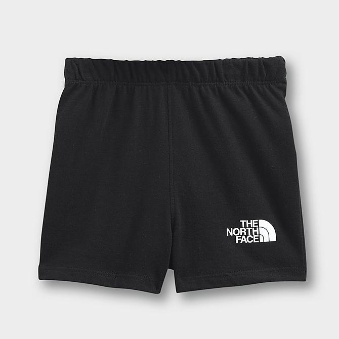 Back Left view of Boys' Infant The North Face Cotton Summer T-Shirt and Shorts Set in White/TNF Black Click to zoom