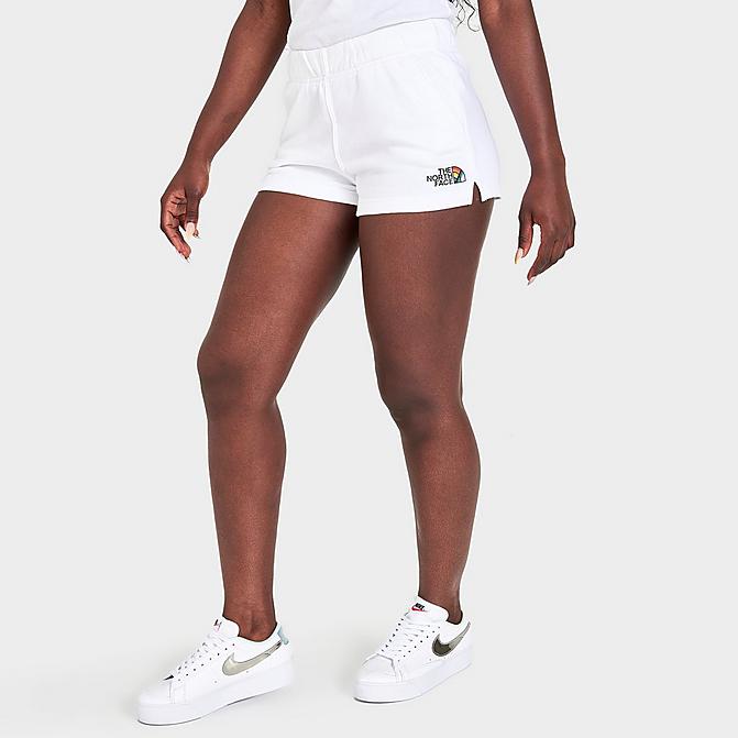 Front view of Women's The North Face Pride Logo Shorts in White Click to zoom
