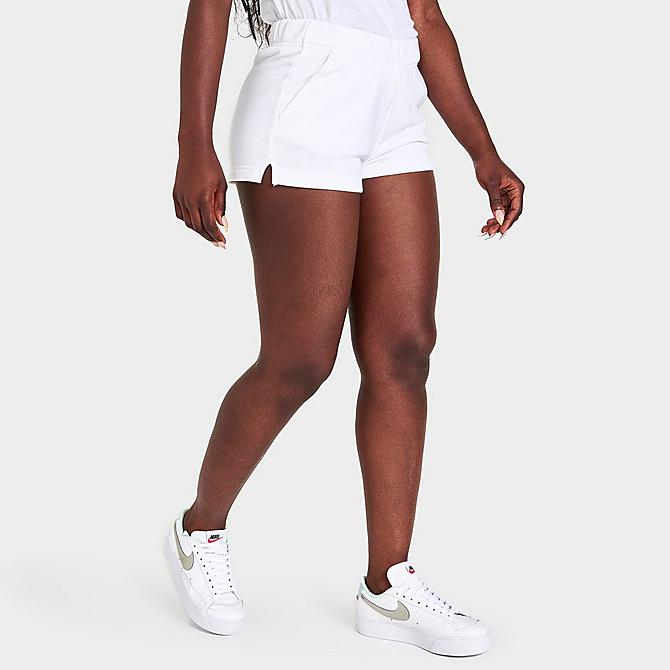 Back Left view of Women's The North Face Pride Logo Shorts in White Click to zoom