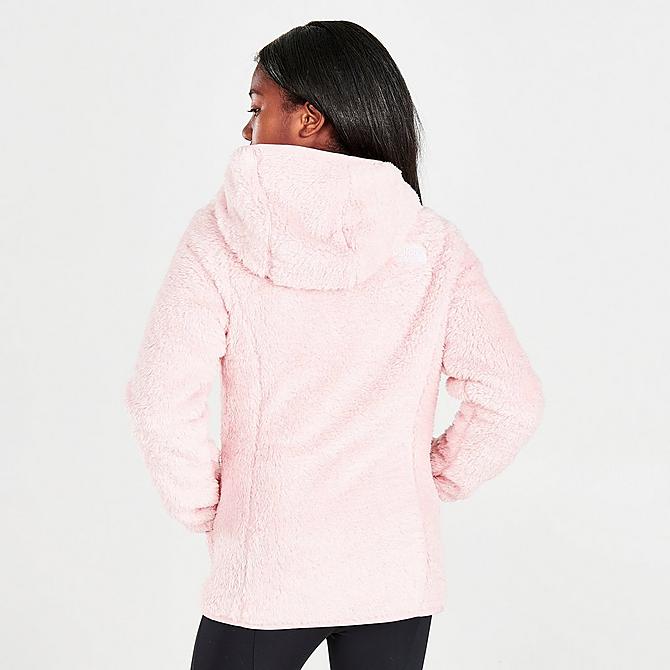 Back Right view of Girls' The North Face Suave Oso Hooded Full-Zip Jacket in Peach Pink Click to zoom