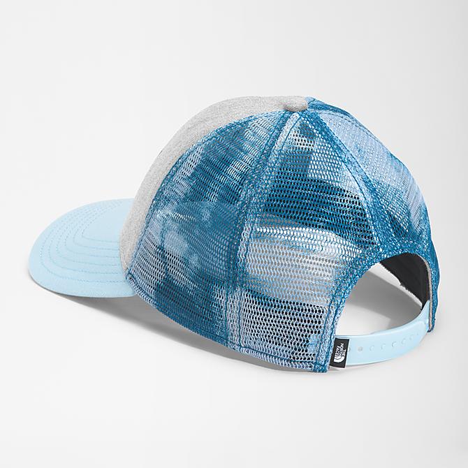 Three Quarter view of The North Face Mudder Trucker Snapback Hat in TNF Light Grey Heather/Beta Blue Click to zoom